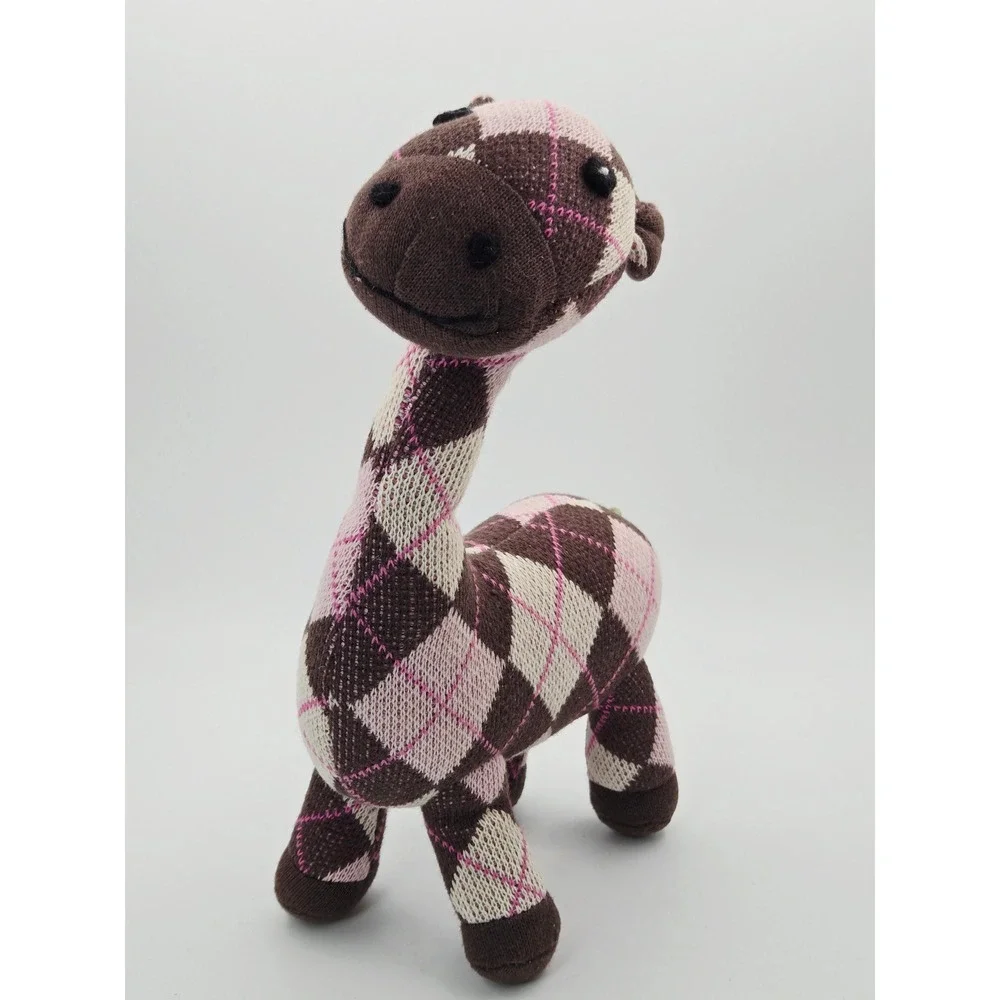 Gymboree Giraffe Plush Argyle Knit Brown Pink Sweater Stuffed Animal 2008 10